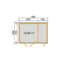 Gartenhaus weka 254 Gr. 2 inkl. Fußboden 394 x 296 cm graphitgrau