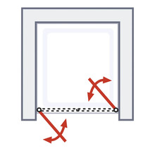 Illustration einer Schiebetürfunktion mit Pfeilen, die die Bewegung anzeigen