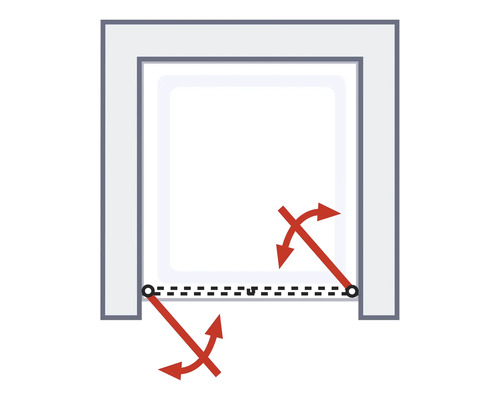 Illustration einer Schiebetürfunktion mit Pfeilen, die die Bewegung anzeigen