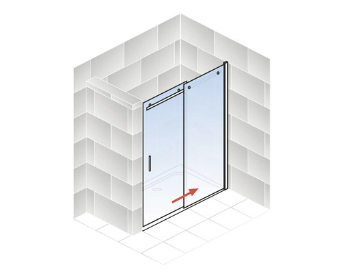 Dusche mit Schiebetür aus Glas im Badezimmer.