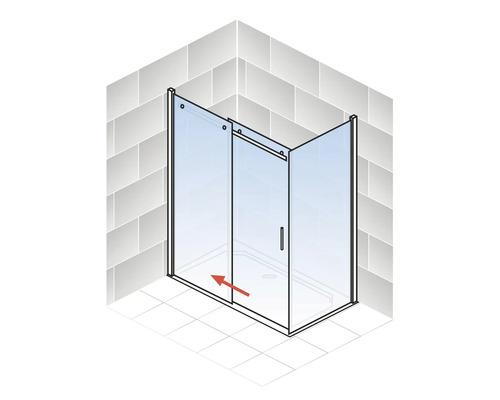 Duschkabine mit Schiebetür in einer Badezimmerecke