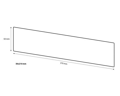Zeichnung eines Produkts mit den Maßen 50x210 Millimeter