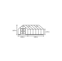 Gewächshaus JULIANA Premium 13 m² 3 mm Sicherheitsglas 296 x 439 cm Aluminium-thumb-2