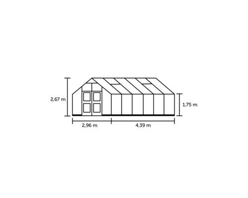 Gewächshaus JULIANA Premium 13 m² 3 mm Sicherheitsglas 296 x 439 cm Aluminium