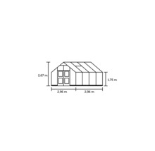 Gewächshaus JULIANA Premium 8,8 m² 3 mm Sicherheitsglas 296 x 296 cm anthrazit/schwarz