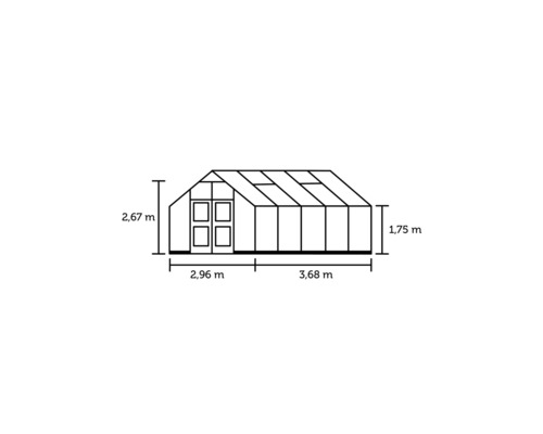 Gewächshaus JULIANA Premium 10,9 m² 3 mm Sicherheitsglas 296 x 368 cm Aluminium