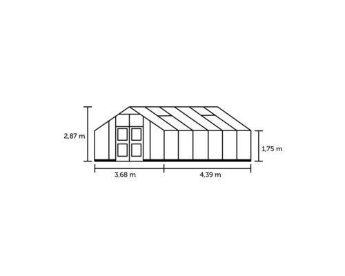 Gewächshaus JULIANA Gärtner 16,1 m² 3 mm Sicherheitsglas 368 x 439 cm Aluminium