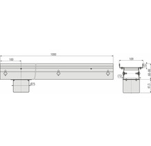 Alcadrain Entwässerungsrinne mit Ablauf Ø75 für Fassaden-und Terrassenentwässerung Edelstahl verstellbar 1000 x 109 x 60 mm-thumb-1