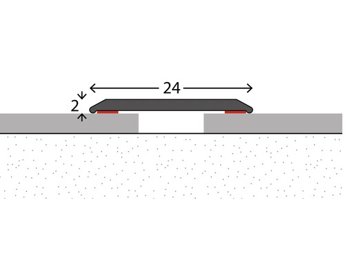 Abbildung einer 24 Millimeter breiten und 2 Millimeter hohen Dehnungsfugenabdeckung
