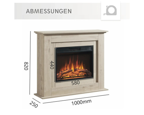 Abmessungen eines Elektrokamins