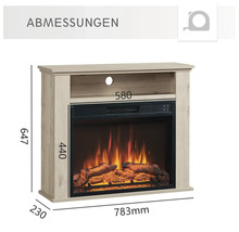 Abmessungen eines elektrischen Kamins mit Holzdekor