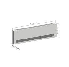 Bodenkonvektor mit den Maßen 1500 mm Länge, 450 mm Höhe und 115 mm Tiefe.