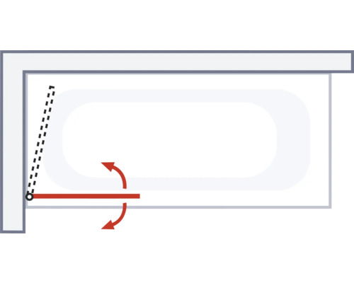 Illustration einer Badewannenarmatur mit Schwenkbereich