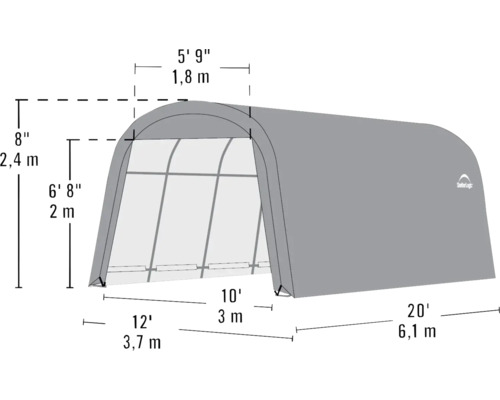 Abbildung eines Unterstandes mit den Maßangaben