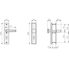 Schutzbeschlag Korridor Drücker/Drücker HLS214 F1