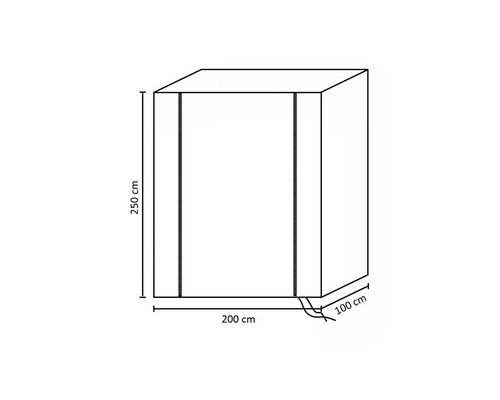 Abdeckung mit den Maßen 250 x 200 x 100 Zentimeter