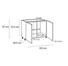 Optifit Spülenschrank Arvid986 BxTxH 100 x 58,4 x 87 cm weiß glänzend zerlegt KFAV SPL106-8+