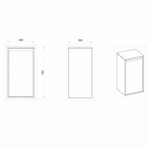Hängehalbhochschrank mit 1 Tür Devo Cristal 2.0 links BxHxT 40x76x35 cm tyrolean blue/metal blue glass