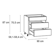 Optifit Kochfeldumbauschrank Ingvar420 BxTxH 90 x 58,4 x 87 cm anthrazit matt zerlegt KFIN UC936-8E+