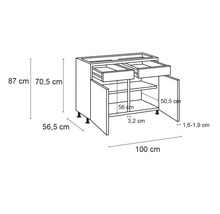 Unterschrank mit Schublade und Drehtür Optifit Jonte984 BxTxH 100 x 58,4 x 87 cm Frontfarbe anthrazit glänzend Korpusfarbe wildeiche-thumb-3 Unterschrank mit Schublade und Drehtür Optifit Jonte984 BxTxH 100 x 58,4 x 87 cm Frontfarbe anthrazit glänzend Korpusfarbe wildeiche-thumb-3