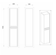 Hängehochschrank mit 2 Türen Devo Gloria 2.0 links BxHxT 40x172x33 cm premium white supermatt glatt