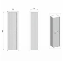 Hängehochschrank mit 2 Türen Devo Gloria 2.0 rechts BxHxT 40x172x33 cm premium white supermatt geriffelt