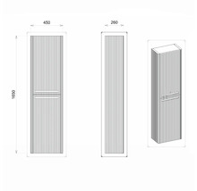 Hängehochschrank mit 2 Türen Devo Gloria 2.0 links BxHxT 45x165x26 cm fjord geriffelt