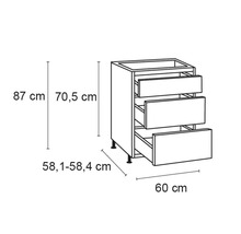 Schubladenunterschrank Optifit Bengt932 BxTxH 60 x 58,4 x 87 cm Frontfarbe weiß matt Korpusfarbe weiß-thumb-4 Schubladenunterschrank Optifit Bengt932 BxTxH 60 x 58,4 x 87 cm Frontfarbe weiß matt Korpusfarbe weiß-thumb-4