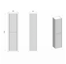 Hängehochschrank mit 2 Türen und Wäschekorb Devo Gloria 2.0 rechts BxHxT 40x172x33 cm perfect touch parisian blue geriffelt
