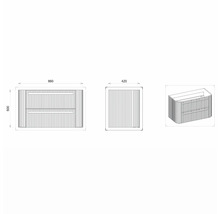 Waschtischunterschrank Devo Gloria 2.0 86x50x42 cm perfect touch parisian blue geriffelt