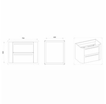 Waschtischunterschrank Devo Gloria 2.0 70x50x42 cm fjord glatt