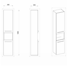 Hängehochschrank mit 2 Türen mit offenen Fach Devo Sonus 2.0 links BxHxT 38x186x30 cm fjord