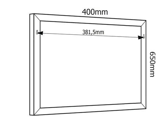 Technische Zeichnung eines Bilderrahmens mit den Maßen 400 mm mal 650 mm
