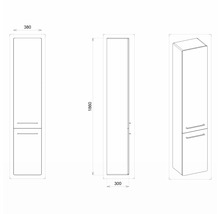 Hängehochschrank mit 2 Türen Devo Sonus 2.0 rechts BxHxT 38x186x30 cm arctic white hochglanz