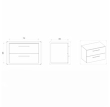 Waschtischunterschrank mit 2 Schubladen Devo Sonus 2.0 BxHxT 77x52x45 cm dakar suedette matt/natural bardolino oak