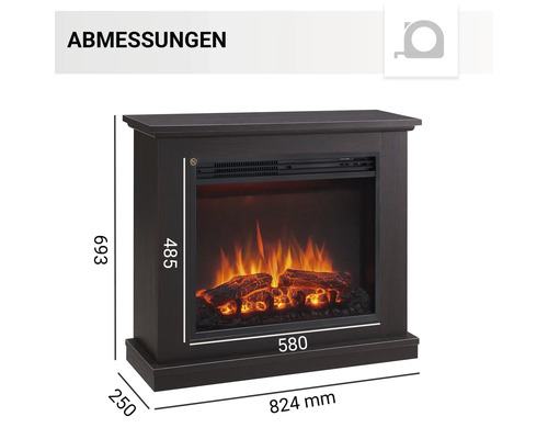 Abmessungen des Elektrokamins