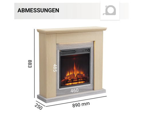 Abmessungen eines Elektrokamins