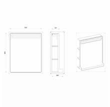 LED Badspiegel mit Ablage Devo Sonus 2.0 Classico Muschel/Black 55.5x94 cm SO2-LU55x94x27-F91