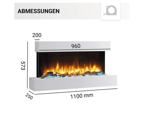 Maße des Elektrokamins