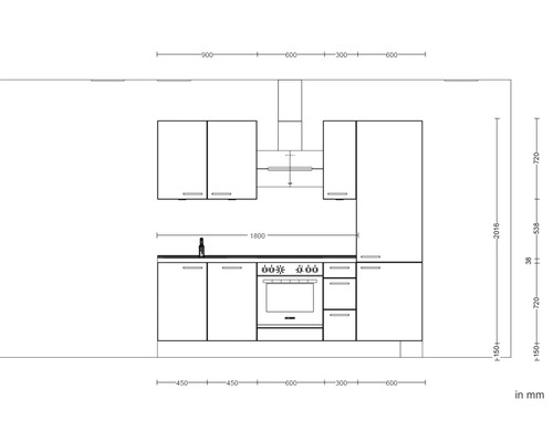 Küchenplan mit Maßen in Millimeter