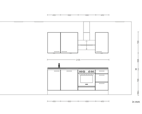 Küchenskizze mit Maßen in Millimeter