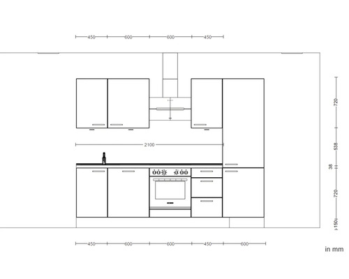 Küchenplanung mit Maßen in Millimeter