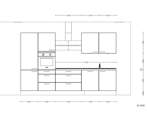 Küchenplanung mit Maßen in Millimeter