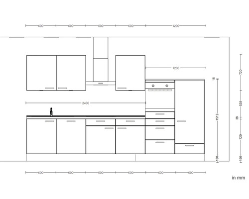 Küchenplanung mit Maßen in Millimeter