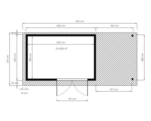 Grundrisszeichnung mit Maßangaben