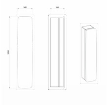 Hängehochschrank mit 1 Tür Devo Oval links BxHxT 34x165x33 cm diamantgrau/Eiche/schwarz