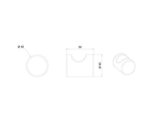 Technische Zeichnung eines Möbelknopfs mit Maßangaben