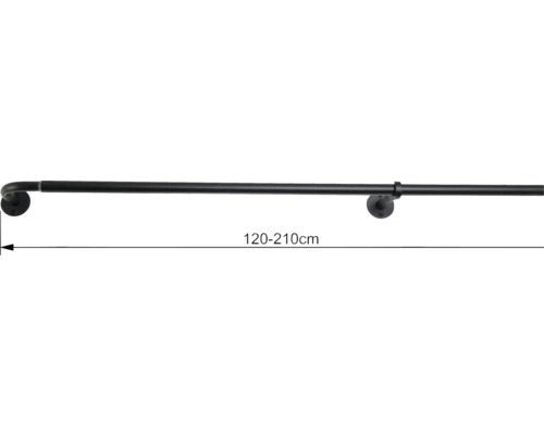 Schwarze Handtuchstange, ausziehbar von 120 cm bis 210 cm