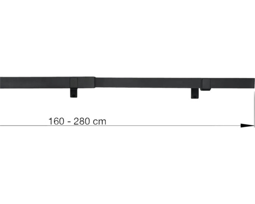 Ausziehbarer Duschvorhangstange aus Metall, Länge 160 bis 280 cm