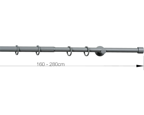 Gardinenstange ausziehbar von 160 bis 280 Zentimeter mit Ringen